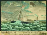 Ole Johnson-Seböy, Schaluppe "Delphin" aus Kopenhagen. "Sluppen Delphinen af Kiobenhavn föris vede Capt. Niels J. Thornoi under Seil...den 30. December 1835", 1835, Watercolour