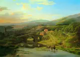 Edouard De Vigne, Italienische Landschaft, Oil on panel