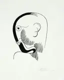 Oskar Schlemmer, Kopf im Profil, mit schwarzer Kontur, 1928, Lithograph