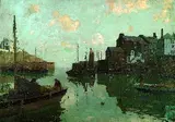 Claus Bergen, Fischer in der Hafeneinfahrt von Polperro (Cornwall), 1910, Oil on canvas