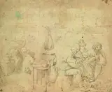 Adriaen Brouwer, Wirtshausszene, Pen and Indian ink drawing