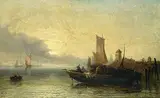 Arthur Joseph Meadows, Holländisches Segelboot im Hafen, 1873, Oil on canvas