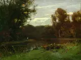 Ludwig Willroider, Dachauer Aue, Oil on cardboard
