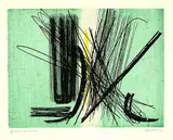 Hans Hartung, R 9, 1953, Etching in colours