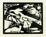 Franz Marc, Drei Tiere II, 1913, Woodcut