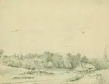Jakob Isaacksz van Ruisdael, Dorflandschaft, Chalk drawing