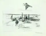 Max Liebermann, Strandszene, 1909, Lithograph