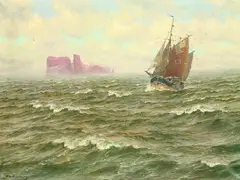 Aufziehendes Wetter (Fischkutter vor Helgoland) by Patrick von Kalckreuth, Oil on canvas, sold Mar 2005