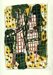 Komposition by Markus Lüpertz, Coloured chalk drawing, sold Mar 2005