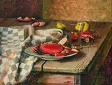 Robert Knaus, Stillleben mit Krebsen, Oil on panel