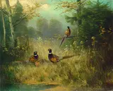 Otto Scheuerer, Fasane, Oil on canvas