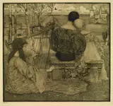 Liebe by Heinrich Vogeler, 1896, Etching, sold Mar 2005