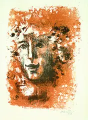 Bacchuskopf by Max Pechstein, 1948, Lithograph in colours, sold Mar 2005