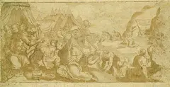 Marco Pino, Die Mannaspende, Pen and Indian ink drawing