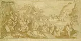 Marco Pino, Die Mannaspende, Pen and Indian ink drawing