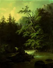Gerbirgsbach by E. C. Lamy, Oil on canvas, sold Mar 2005