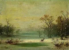 Cölestin Brügner, Reh in Winterlandschaft, 1860, Oil on canvas