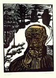 Selbstbildnis by Erich Heckel, 1965, Woodcut in colours, sold Mar 2005