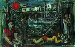 Arthur Kaufmann, Hafenszene, Pastel
