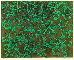 2 sheets: Forms in Progress (I and II) by Mark Tobey, 1971, Etching and aquatint in colours, sold Mar 2005