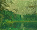 Carl Kayser-Eichberg, Seenlandschaft, Oil on cardboard