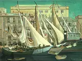 Richard Gessner, Hafen von Palermo, Gouache