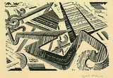 Johannes Molzahn, Christoph Columbus - ein neuer großer Ocean-Vogel, 1921, Woodcut