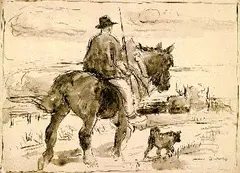 Bauer mit Pferd by Otto Dill, Brush and Indian ink, sold Mar 2005