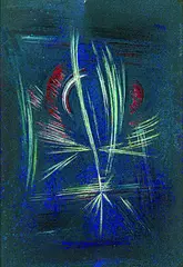 Hans Haffenrichter, Zeichen auf leuchtend Blau, 1964, Mixed media