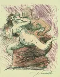 Lovis Corinth, Faun mit nacktem Weib, 1919, Lithograph in colours