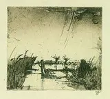 Horst Janssen, 3 Bll.: Dürerweg. Der kleine Angler. Backhuizen grüßt Stubbe zum 7.6.1988, 1982, Etching