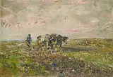 Julius Seyler, Bauer mit Ochsengespann auf dem Felde
