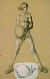 Max Ackermann, Weiblicher Akt mit Ball, Pencil