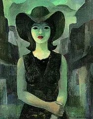 Otto Hofmann, Mädchen mit Hut, 1976, Tempera