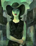 Otto Hofmann, Mädchen mit Hut, 1976, Tempera