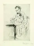 Max Liebermann, Kind mit Wärterin, 1919, Drypoint