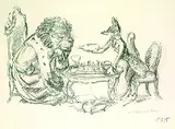 A. Paul Weber, Löwe und Fuchs beim Schach