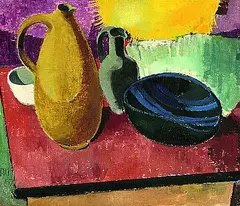Ali Baumgarten, Stilleben mit Krügen, 1957, Oil on fibreboard