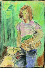 Arthur Kaufmann, Mädchen mit Hund, Pastel