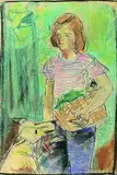Arthur Kaufmann, Mädchen mit Hund, Pastel
