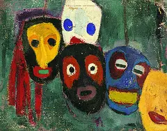 Ali Baumgarten, Masken II, 1934, Oil on burlap