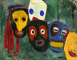 Ali Baumgarten, Masken II, 1934, Oil on burlap
