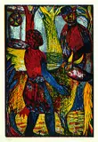Esteban Fekete, 4 sheets from: Trunkener Sommer, 1966, Woodcut in colours
