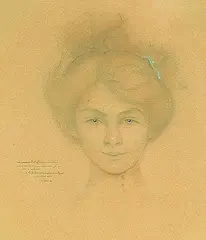 Joseph Granié, Mädchenkopf, 1900, Pencil drawing