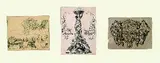 Adolph von Menzel, 4 Bll.: Briefkopf. 3 verschiedene Karten