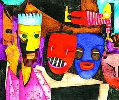 Ali Baumgarten, Warnung vor Roßtäuscher, 1987, Acrylic on fibreboard