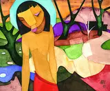 Ali Baumgarten, Der letzte Mohikaner, 1989, Acrylic on fibreboard