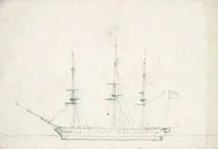 Christoffer Wilhelm Eckersberg, Dreimastbark, Pencil drawing