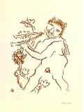Pan mit Panflöte by Oskar Kokoschka, 1976, Lithograph, sold Mar 2005