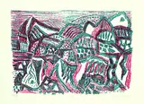 Eduard Bargheer, Vulkanische Landschaft, 1965, Lithograph in colours